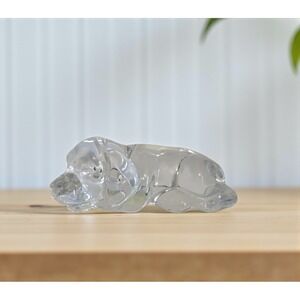 Princess House Crystal‎ Clear Glass Laying Puppy Dog Lead Crystal Paperweight